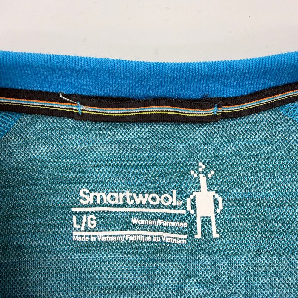 SMARTWOOL Wool Blend Long Sleeve Knit Shirt Womens Size L Striped Crew Neck - Picture 3 of 6